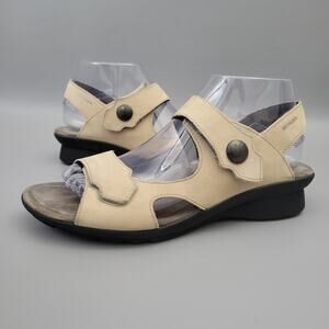 Mephisto Womens Prudy Sandal Bucksoft Beige Sling back Wedge Open Toe 39 / 9